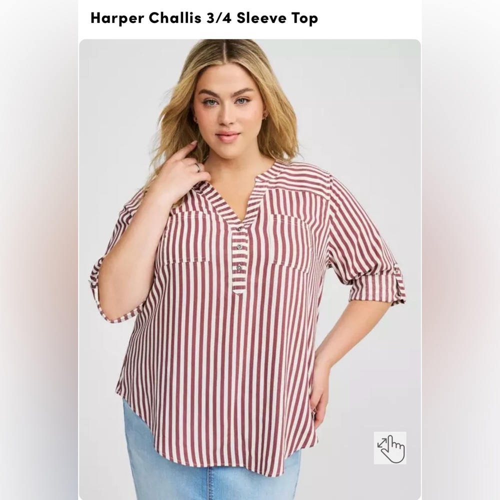 Torrid Striped Harper Challis 3/4 Sleeve Top